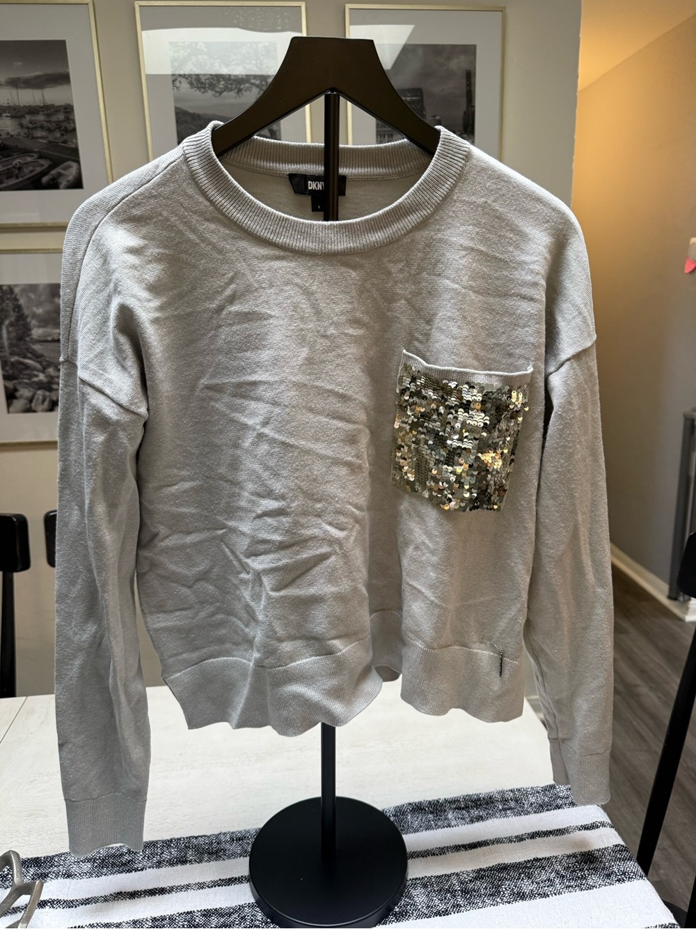 DKNY Light Gray Knit Sweater